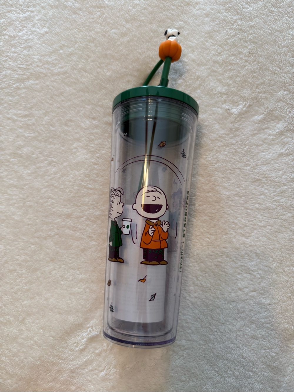 Starbucks x Peanuts 24-oz Cold Cup (Great Pumpkin/Snoopy straw topper)